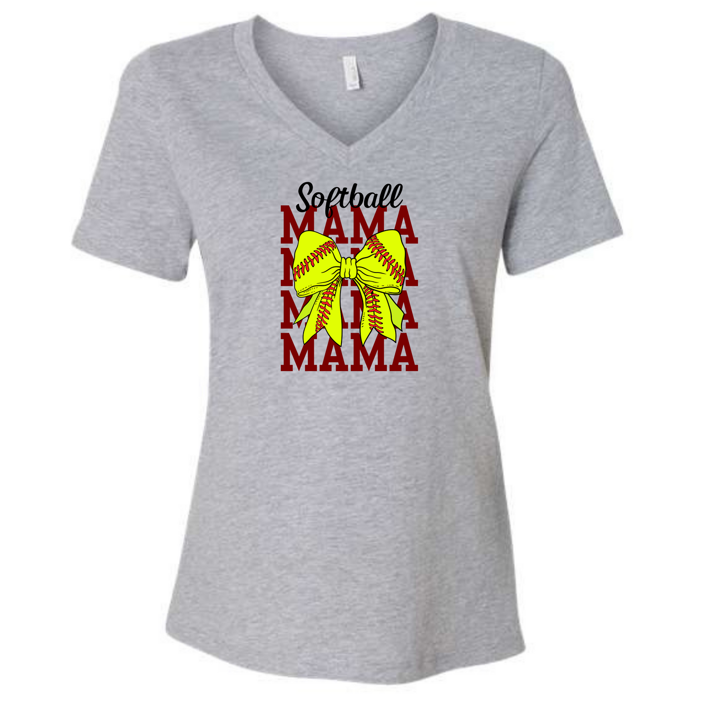 Softball MAMA Bella+Canvas V-neck Shirt