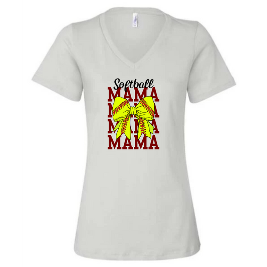Softball MAMA Bella+Canvas V-neck Shirt